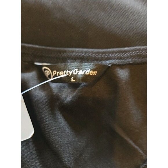 PRETTY GARDEN One Shoulder Black Sleeveless Cutout Party Midi Dress Large NWT - Picture 7 of 10